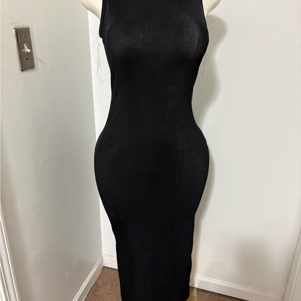 Sleeveless Black Maxi Bodycon Dress